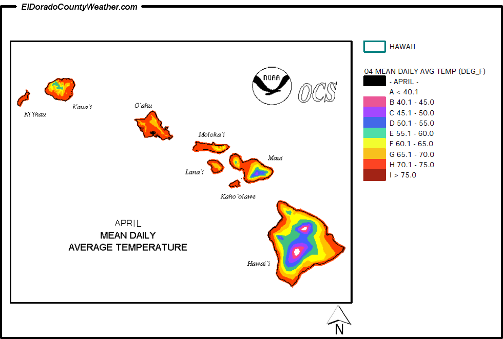 Hawaii April Annual Mean Daily Average Temperature